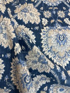 a blue and white floral print fabric