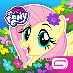 the little pony is surrounded by flowers