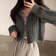 All-Match Baic Long Sleeve Top New In Women's Sweater Casual Solid Cardigan For Women Winter Vintage Crop Pullover, Y2k Preppy, Cardigan Beige, Cropped Pullover, Long Sleeve Knitted Cardigan, Short Cardigan, Beige Cardigan, Cable Knit Cardigan, 여자 패션