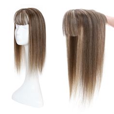 Silk Base Human Hair Topper for Women Easy To Wear Can Be Permed/Curled and Dyed... Darker Hair, Hair Base, Grey Blonde Hair, Human Hair Pieces, Indian Human Hair, Hair Topper, Ponytail Hair Extensions, Hair Cover, Bleach Blonde