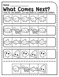 worksheet for children to learn how to write and color the words what comes next?