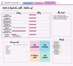 free digital bullet journal One Note Tips, Bullet Journal October, Onenote Template, Event Planning Worksheet, School Romance, Organizing Life, One Note Microsoft, To Do Planner, One Note