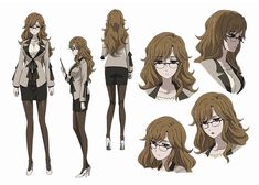 the girl is wearing glasses and has long brown hair