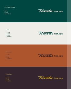 several different types of logos and font on the same page, each with their own color scheme