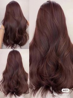 Pinkish Brown Hair, Cherry Brown Hair, Mahogany Brown Hair, Hair Color Mahogany, Mahogany Hair, Warm Brown Hair, Korean Hair Color, Hair Color Underneath