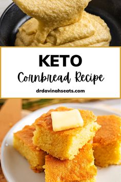 Keto cornbread stack with butter on top Keto Cornbread Recipe, Keto Cornbread, Delicious Keto Recipes, Cornbread Stuffing, Pantry Ingredients, Cornbread Recipe, Best Low Carb Recipes, Cloud Bread, Almond Flour Recipes