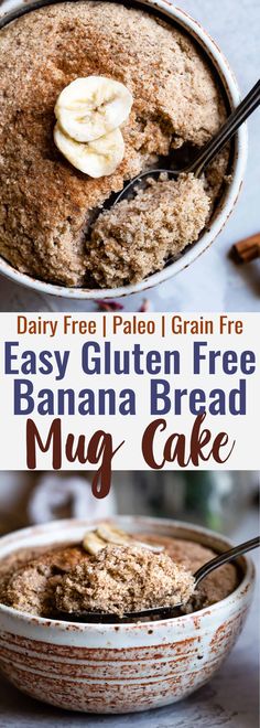 this easy gluten free banana bread mug cake is the perfect dessert for breakfast