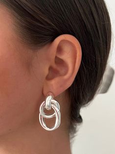 Chic sterling silver statement earrings Sterling Silver Statement Earrings, Silver Earrings Aesthetic Elegant, Classy Silver Earrings, Bold Silver Jewelry, Silver Chunky Earrings, Chunky Jewelry Silver, Chunky Silver Earrings, Big Silver Earrings, Silver Earrings Aesthetic