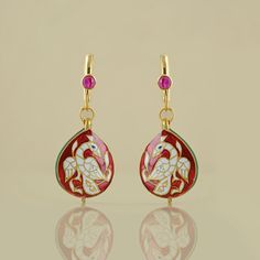 Raag Gold Diamond Ruby and Enamel Earrings – Vibe with MOI To My Mother