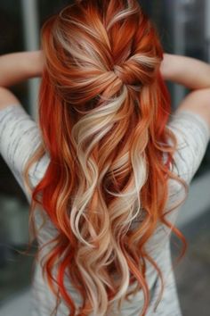 Fall Hair goals! 🍁 Looking for fresh inspiration this season? Check out these 17 perfect fall hair ideas that will have you ready to embrace the autumn vibes. From rich colors and soft waves to edgy cuts and chic braids, these styles are perfect for cozying up your look. Pin now and get ready to turn heads this fall! Fun Auburn Hair Color Ideas, Red Hair Highlights Blonde, Hair Ideas For Blondes Color, Blonde Vivid Hair, Blonde Hair Orange Tips, Hair Red Blonde Highlights, Copper And Platinum Hair, Red Hair Color Ideas For Short Hair, Copper Red And Blonde Hair