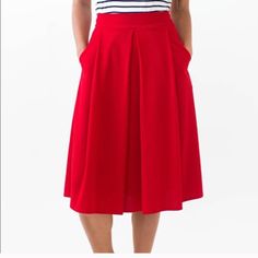 This Is A Brand New Pleated Midi Skirt From Agnes And Dora. Stretchy Material. Has Pockets. Price Is Firm. Thanks For Looking. Casual Red Gathered Skirt, Red Gathered Skirt For Spring, Red Casual Midi Skirt, Casual Red Midi Skirt, Red Solid Color Skirt For Spring, Red Gathered Skirt Bottoms For Summer, Red Knee-length Pleated Skirt, Red Flared Skirt For Spring, Red Flared Skirt For Spring Season