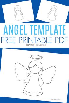 an angel template with free printables for kids to color and use on the page