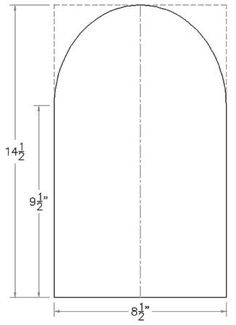 a drawing of an arch with measurements for the top and bottom section, as well as two