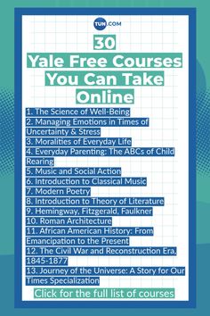 a poster with the words 30 yle free courses you can take online on it