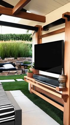 Pergola Tv Mount Ideas | Zebozap Tv Tv Installation, Concrete Column, Tv Mounts, Large Tv, Outdoor Tv, Floor To Ceiling Windows