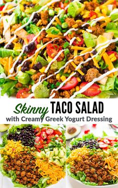 taco salad with creamy greek yogurt dressing is an easy and delicious side dish