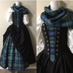 Scottish Dress, Medieval Dress, Tartan Dress, Fantasy Dress, Historical Costume, Historical Dresses