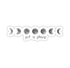 the moon phases sticker is shown in black and white, with text that reads'put