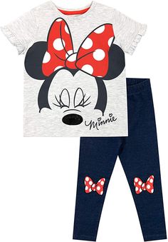 Frilly Sleeves, Navy Trousers, Minnie Mouse Outfits, Retro Film, Minnie Mouse Girl, Leggings Set, Disney Merchandise, Red Polka Dot, Mickey Minnie Mouse