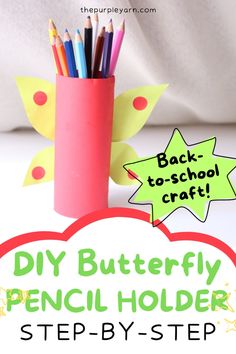 the back to school craft is made out of paper and pencils in a cup