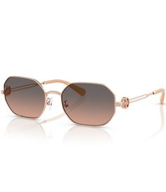 From Tory Burch&#x2C; these women's sunglasses feature: Metal frameOval shapeGradient lensRx-ableNon-polarizedApprox. 55mm lens-18mm bridge-140mm templeImported. Rose Gold Sunglasses, Oval Sunglasses, Eyewear Womens, Dillard's, Eyewear Sunglasses, Sunglasses Accessories, Round Sunglasses, Tory Burch, Sunglasses Women