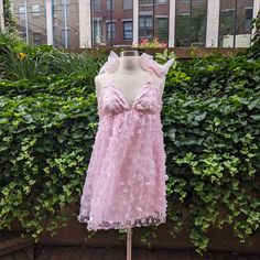 This Pink Babydoll Dress Features A Fun 3d Flower Petal Design, Adjustable Ribbon Tie Straps And A Flowy Silhouette. Flower Petal Dress, Pink Babydoll Dress, Petal Dress, Outfit Layouts, Pink Babydoll, Dresses Pink, Flower Petal, Fairy Dress, Ribbon Tie