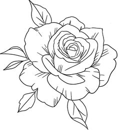 a black and white drawing of a rose