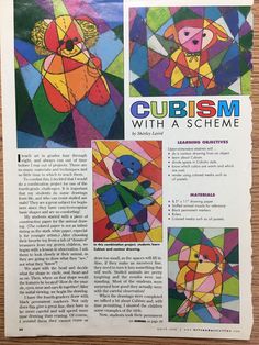 the article is about cubism with a scheme for children's art and crafts