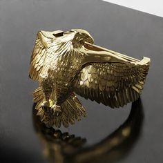 American Eagle Ring, Mystic Jewelry, Octagon Jewelry, Animals Jewelery, Gifts His and Hers, Wild Animal, Savage Eagle Gift As Gohle Jewelry, I am excited to share special design rings with you Material:14K Gold, 925K Silver - *Every item is made from scratch, solid gold and made to order with attention to every detail *I highly recommend going to a jeweler to get you ring sized using the the width sizing band you want to order to size your hand. If you order the wrong size it can be exchanged fo Eagle Rings For Men, Mens Rings Gold, Lion Ring, Eagle Ring, Gold Eagle, Mystical Jewelry, Mens Gold Rings, Jewelry Cleaner, Men's Rings