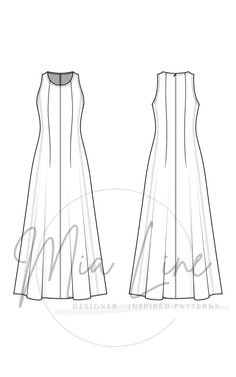 the front and back view of a women's dress with pleaed skirting