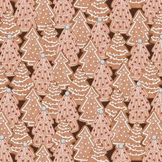 gingerbread christmas trees on brown background with polka dots fabric by glimmerics on spoons