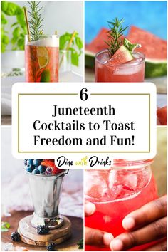 Collage of 4 juneteenth cocktails. Juneteenth Celebration, Cocktail Names, Vodka Recipes, Best Cocktail Recipes, Frozen Drinks, Drinks Alcohol Recipes, Signature Cocktail