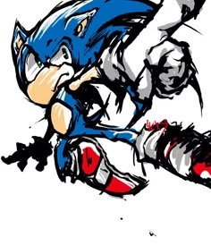 a drawing of sonic the hedgehog in action