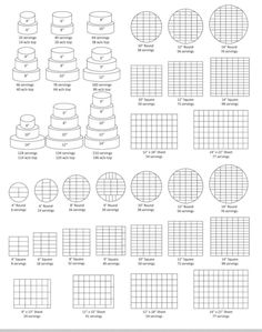 the worksheet is filled with diagrams for different types of cakes