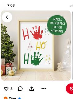 an image of a christmas card with handprints on it