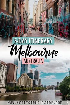 melbourne, australia with the words 5 day itinerary melbourne