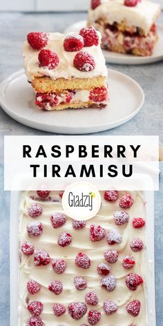 raspberry trirami dessert with white frosting and fresh berries on top