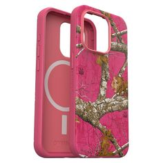 the otter case is pink and has camouflage print on it