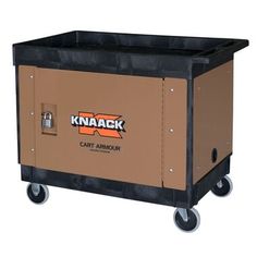 a brown and black cart with the knacck logo on it's side