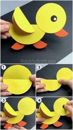 how to make a ducky paper craft for kids with pictures and instructions on how to make it