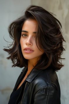 The layered lob is one of the best hairstyles for medium length hair because it adds volume and movement, making the hair look fuller and more dynamic. This style is modern and chic, perfect for any occasion, whether it's casual or formal. The layers frame the face beautifully, enhancing your natural features. It's versatile and works well with straight, wavy, or curly hair textures. Click or tap to see more layered lob hairstyles for medium length hair ideas. Medium Length Bob With Layers, Layered Lob Hairstyles, Medium Wavy Hairstyles, Medium Length Hair Ideas, Wavy Lob Haircut, Wavy Or Curly Hair, Lob Hairstyles, Layered Lob, Textured Curly Hair