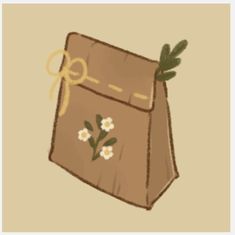 a brown paper bag with flowers on it