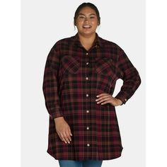 Elevate your wardrobe with the Terra & Sky Women's Plus Plaid Shirt Dress. This stylish and versatile dress features a classic plaid pattern, perfect for any season. The button-front design and adjustable waist tie create a flattering silhouette, while the soft, breathable fabric ensures all-day comfort. Long sleeves with button cuffs add a touch of sophistication, making it ideal for both casual outings and more formal occasions. Pair it with boots for a chic, everyday look or dress it up with Plaid Shirt Dress, Plaid Dress Shirt, Dress Shirts For Women, Versatile Dresses, Front Design, Plus Size Tops, Plaid Pattern, Waist Tie, Plaid Shirt