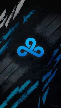 an abstract blue and black wallpaper with the letter q in it's center