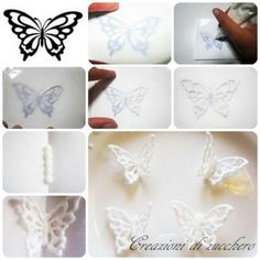 there are many different pictures of butterflies on this page, including the words crochet and stitch