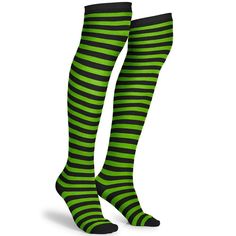 Skeleteen Jester Costume Socks with Stripes is the ideal heavy knitted socks for the winter or costumes. These stripe Irish socks are great for St Patricks Day, to wear to a parade, or when dressing up as a leprechaun, saint patrick, or a shamrock. They are also great for dressing up as an outer space alien. They are the ideal accessory for many costume including a cat, an elf, a punk, a geek, a dork, a pirate, a nerd, a clown, a crayon, and more. This is also good for people who dress in gothic Knee-high Socks For Cosplay And Winter, Green Knee-high Socks For Stocking Stuffers, Black Knee-high Socks For Cosplay, Halloween Knee-high Socks For Stocking Stuffer, Stockings For Men, Wacky Socks, Men In Stockings, Clown Clothes, Green Socks