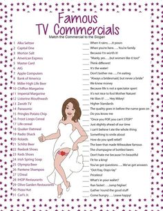 the famous tv commercials list with stars in pink and white on it's side