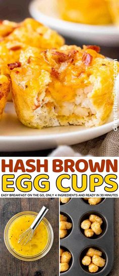 egg cups with hash browns in them and the title overlay reads hash browns egg cups