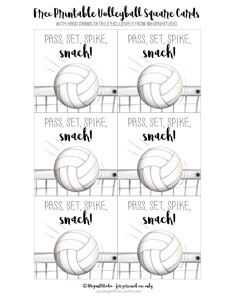 the printable volleyball game cards