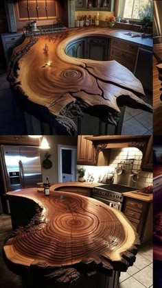 several pictures of different types of wood in the kitchen